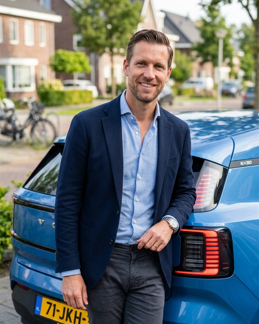 Bas, leaserijder die zijn Volvo EX30 deelt via Klicq